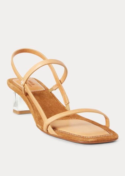 Women's Polo Ralph Lauren Leather Block-Heel Sandals | 518679TVD